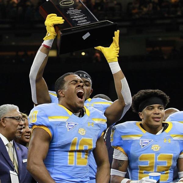 Southern celebrates with SWAC West division trophy