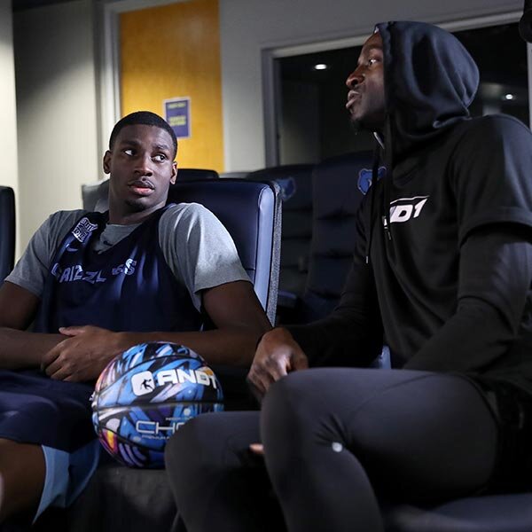 Kevin Garnett mentors Jaren Jackson Jr. during film session for Area 21