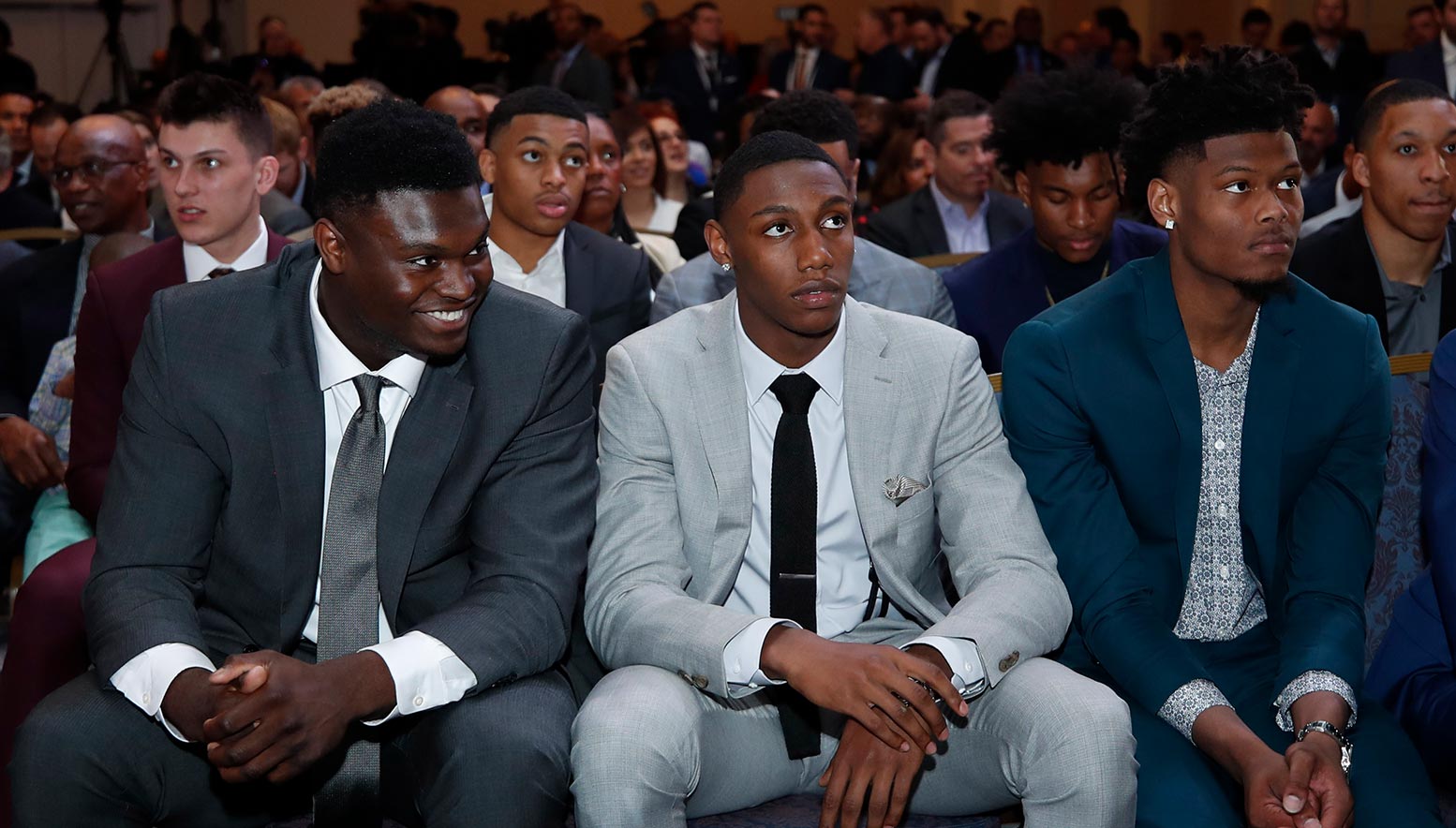 NBA Draft prospects Zion Williamson, Ja Morrant, and RJ Barrett