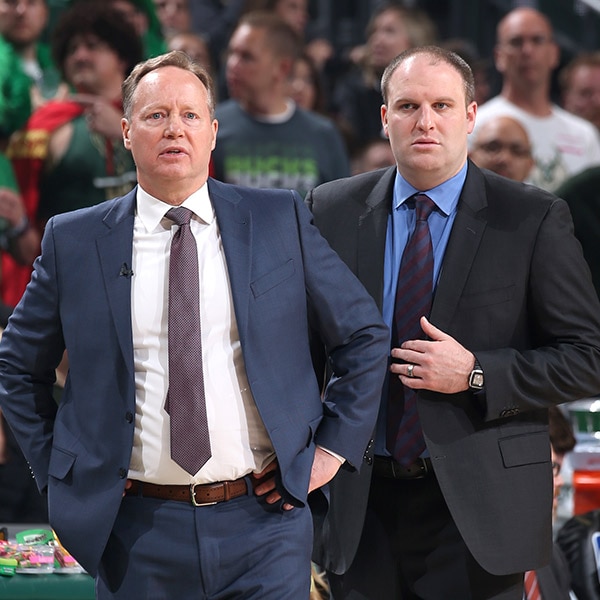 Head Coach Mike Budenholzer and Assistant Coach Taylor Jenkins
