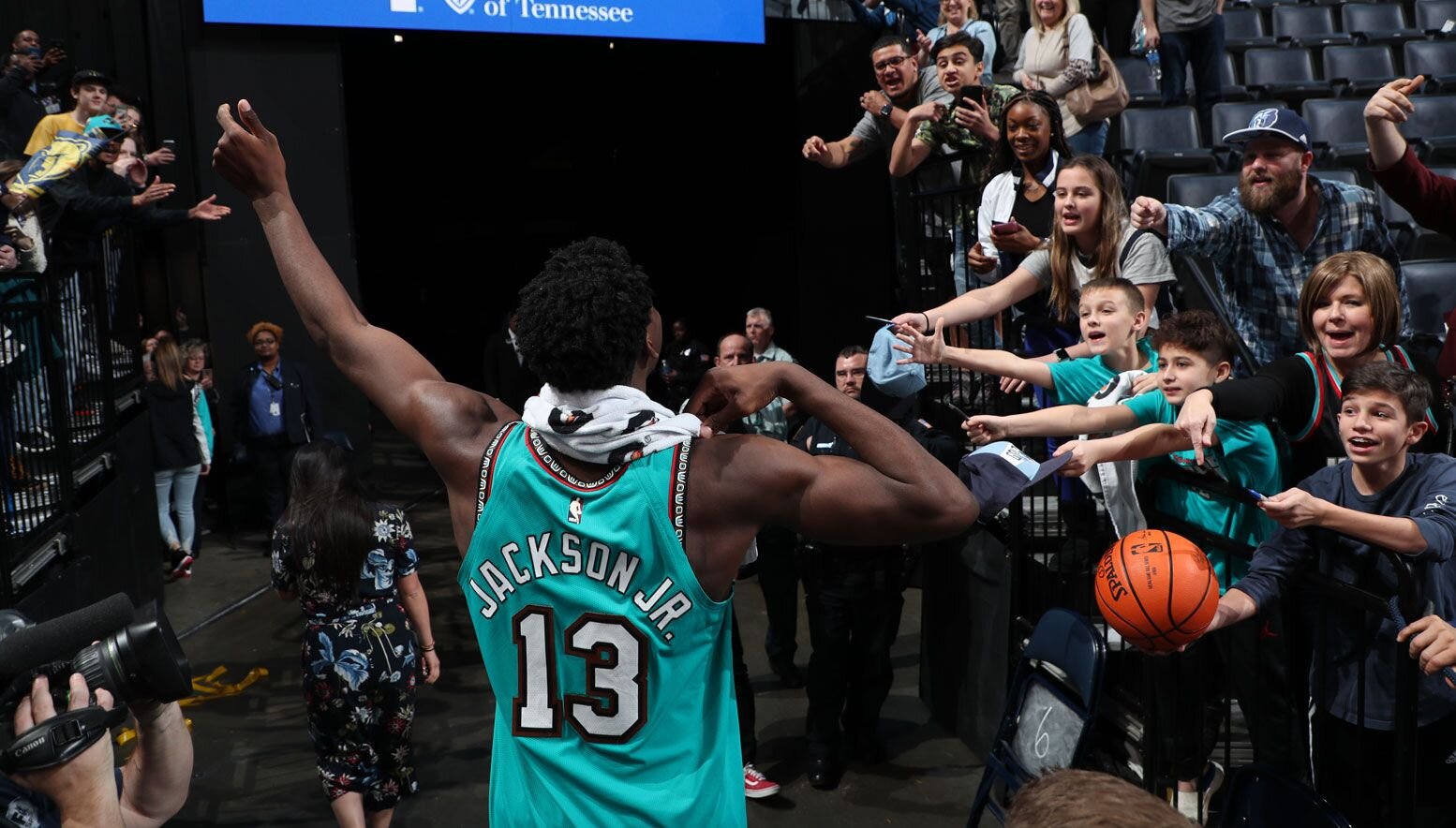 Jaren Jackson Jr. interacting with fans