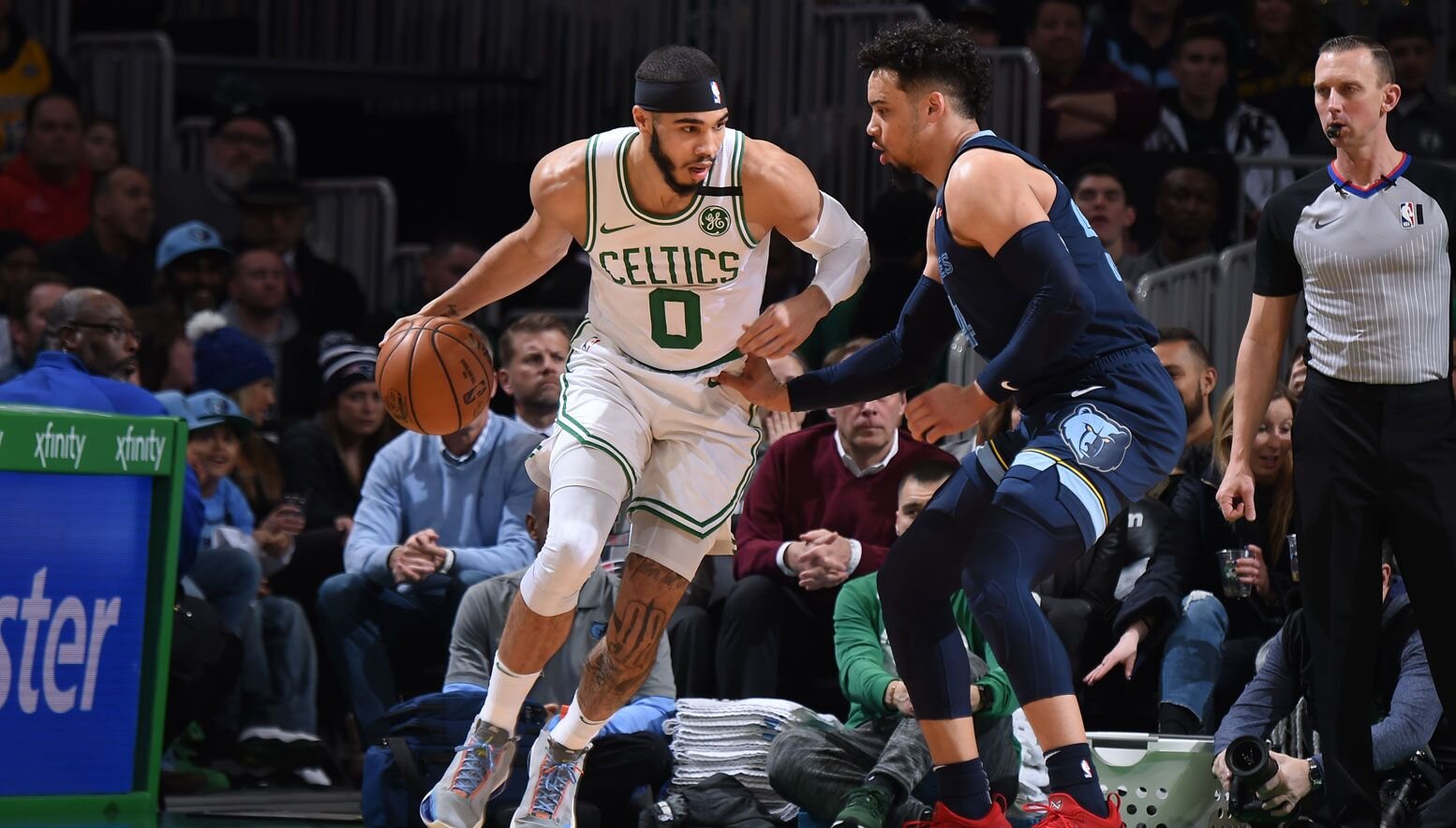 Dillon Brooks guarding Jayson Tatum