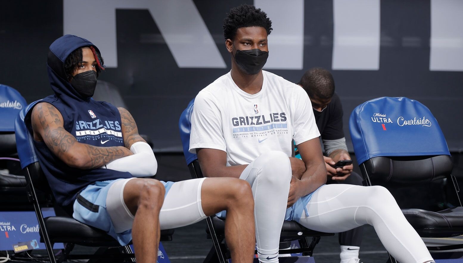 Jaren Jackson Jr. and Ja Morant on the sideline