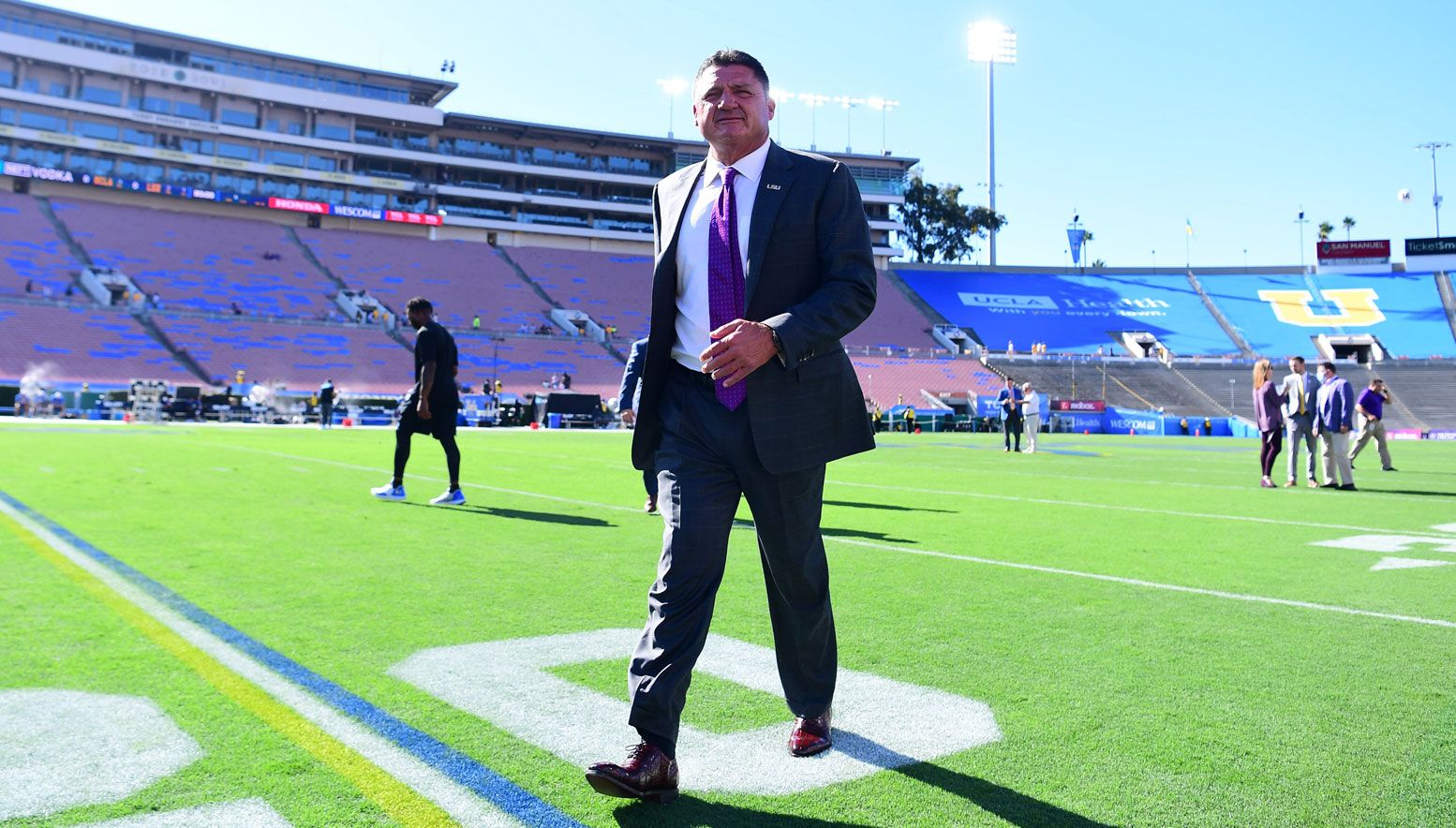 Ed Orgeron on the sideline in the game against UCLA