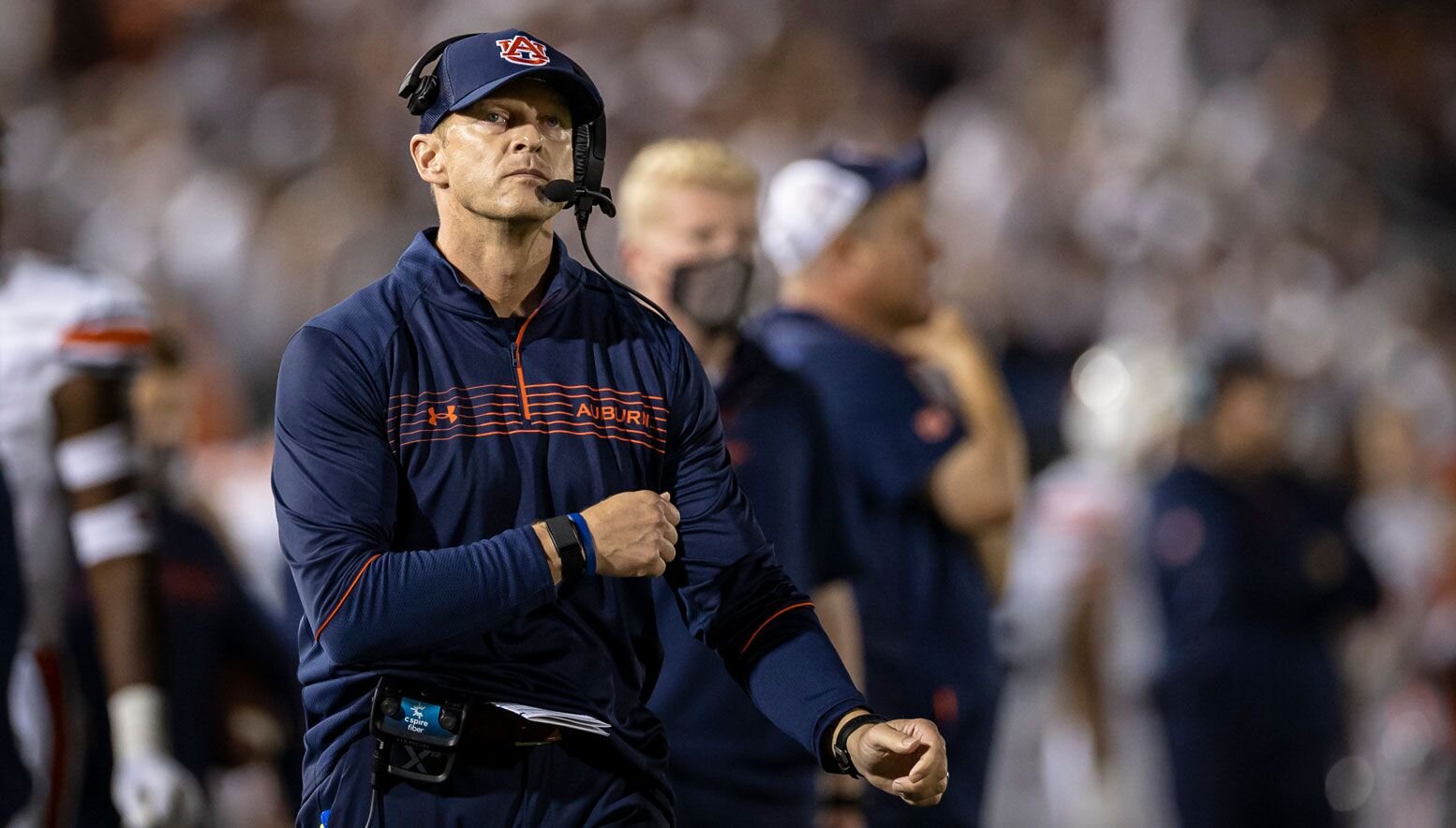 Bryan Harsin looking on