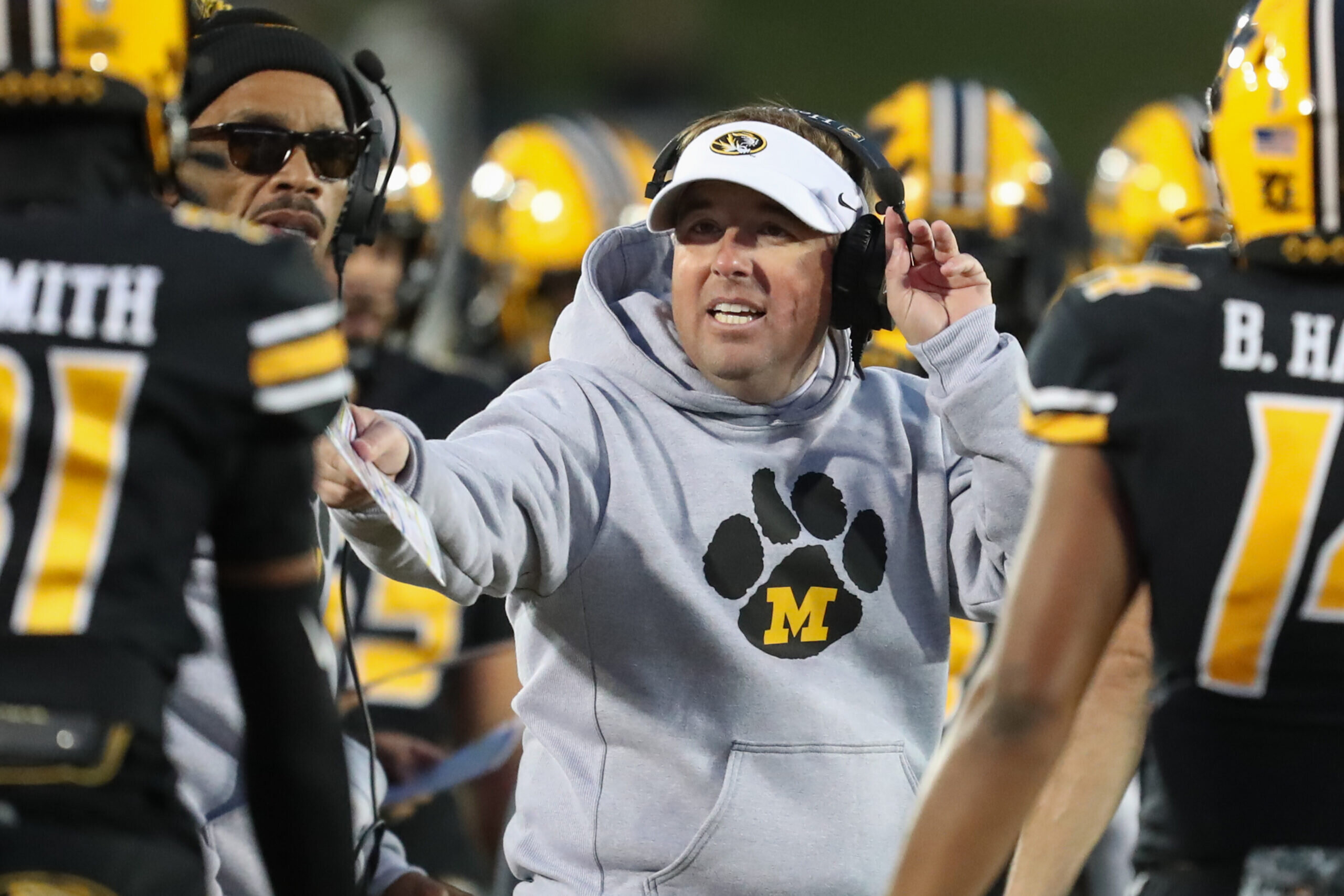 Missouri Tigers head coach Eliah Drinkwitz on the sidelines