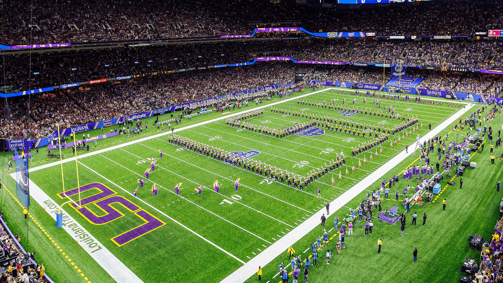 The Caesars Superdome before a game between the LSU Tigers and the Florida State Seminoles at the Caesars Superdome in New Orleans, Louisiana on September 4, 2022