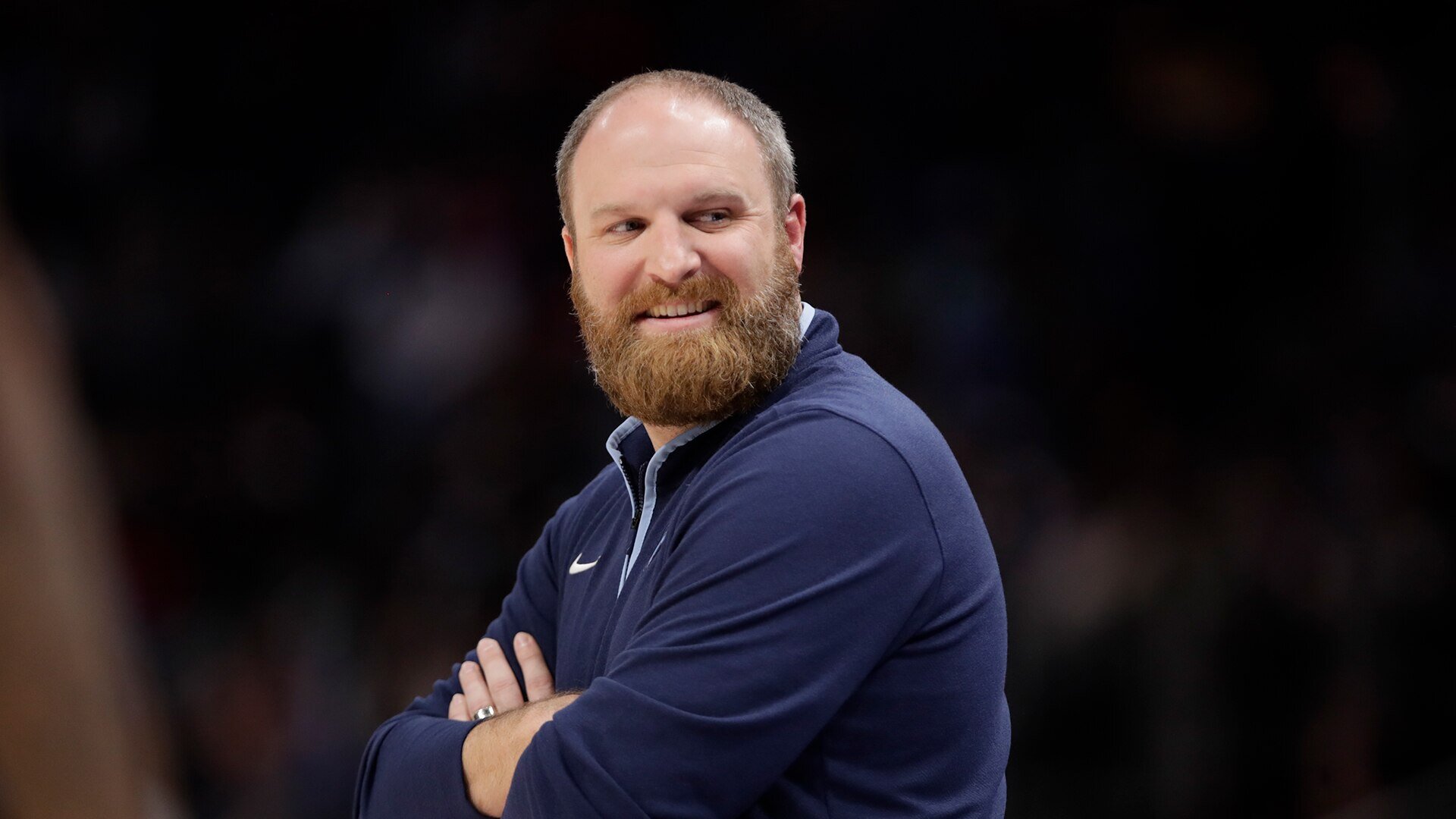 DETROIT, MI - OCTOBER 13: Head Coach Taylor Jenkins of the Memphis Grizzlies looks on during the game against the Detroit Pistons on October 13, 2022 at Little Caesars Arena in Detroit, Michigan. Photo by Brian Sevald/NBAE via Getty Images