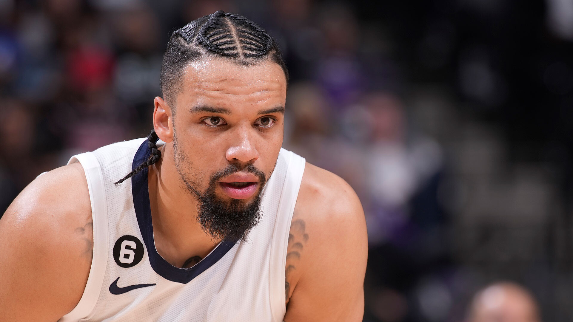 SACRAMENTO, CA - OCTOBER 27: Dillion Brooks #24 of the Memphis Grizzlies looks on during the game against the Sacramento Kings on October 27, 2022 at Golden 1 Center in Sacramento, California. Photo by Rocky Widner/NBAE via Getty Images