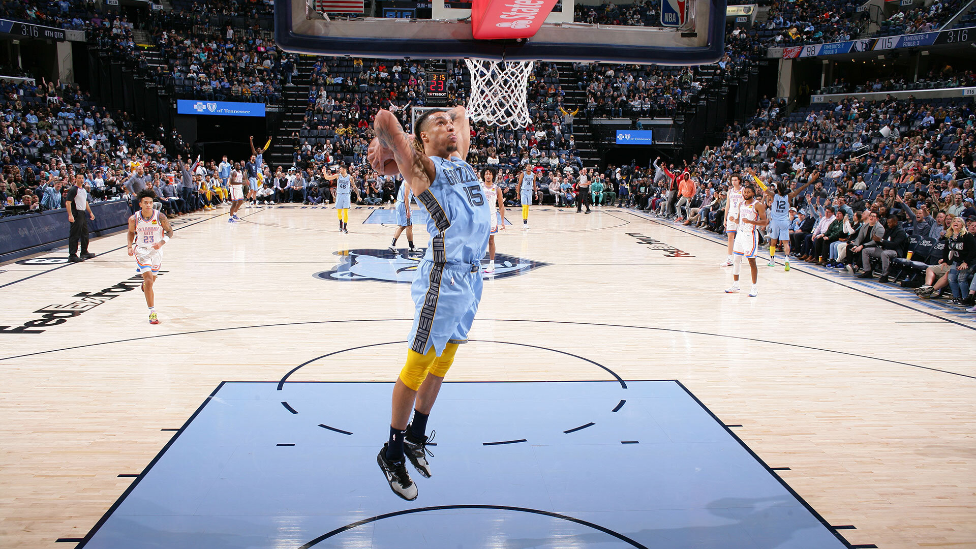 MEMPHIS, TN - DECEMBER 7: Brandon Clarke #15 of the Memphis Grizzlies drives to the basket during the game against the Oklahoma City Thunder on December 7, 2022 at FedExForum in Memphis, Tennessee. Photo by Joe Murphy/NBAE via Getty Images