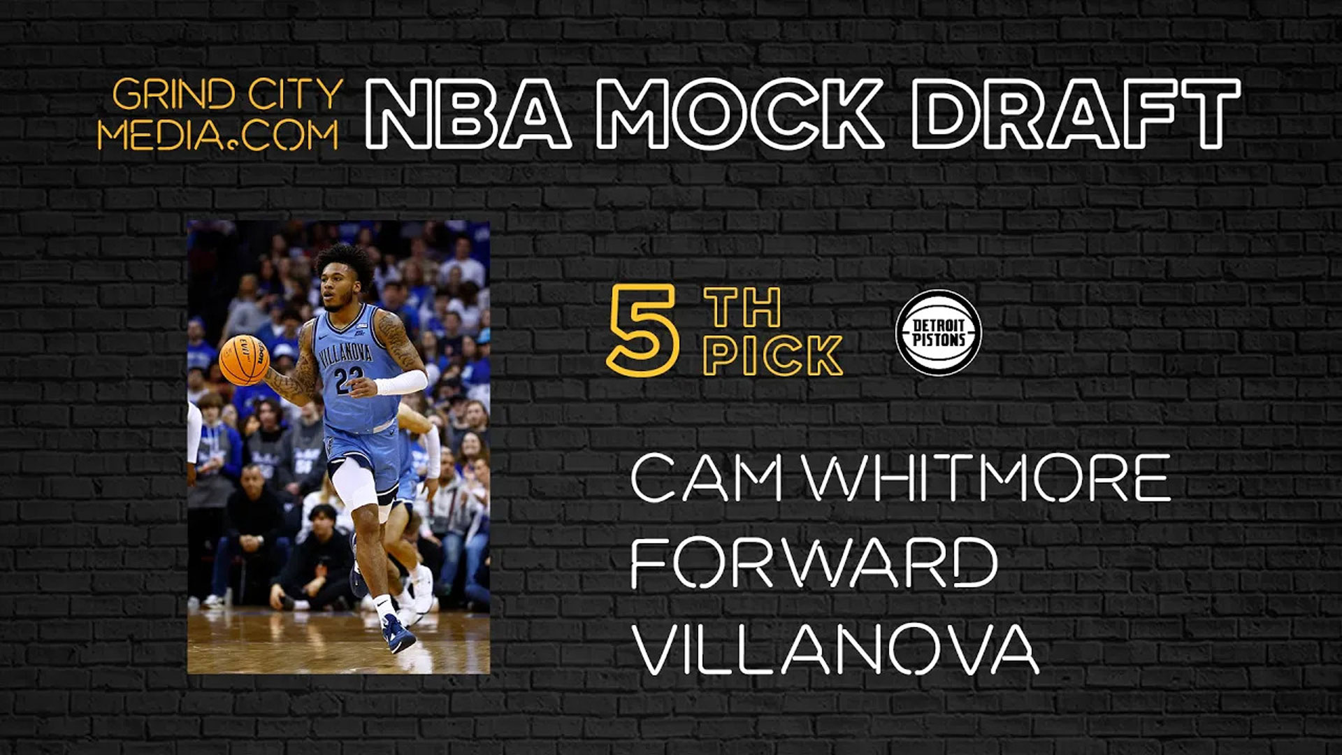 Detroit Pistons #5 Pick Cam Whitmore, 2023 NBA Mock Draft