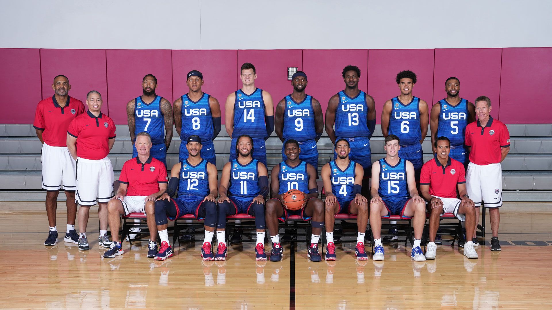 LAS VEGAS, NV - AUGUST 4: The Senior Men's National Team poses for a team photo as part of 2023 FIBA World Cup on August 4, 2023 at the Mendenhall Center in Las Vegas,