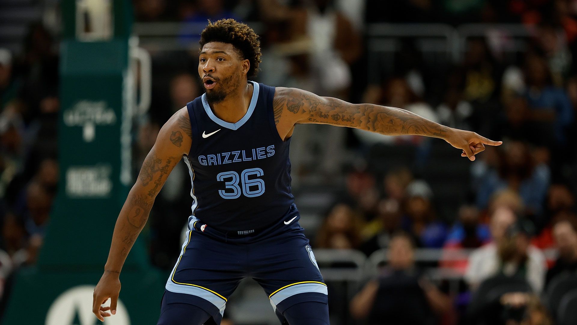 MILWAUKEE, WISCONSIN - OCTOBER 20: Marcus Smart #36 of the Memphis Grizzlies during the game against the Milwaukee Bucks at Fiserv Forum on October 20, 2023 in Milwaukee, Wisconsin.