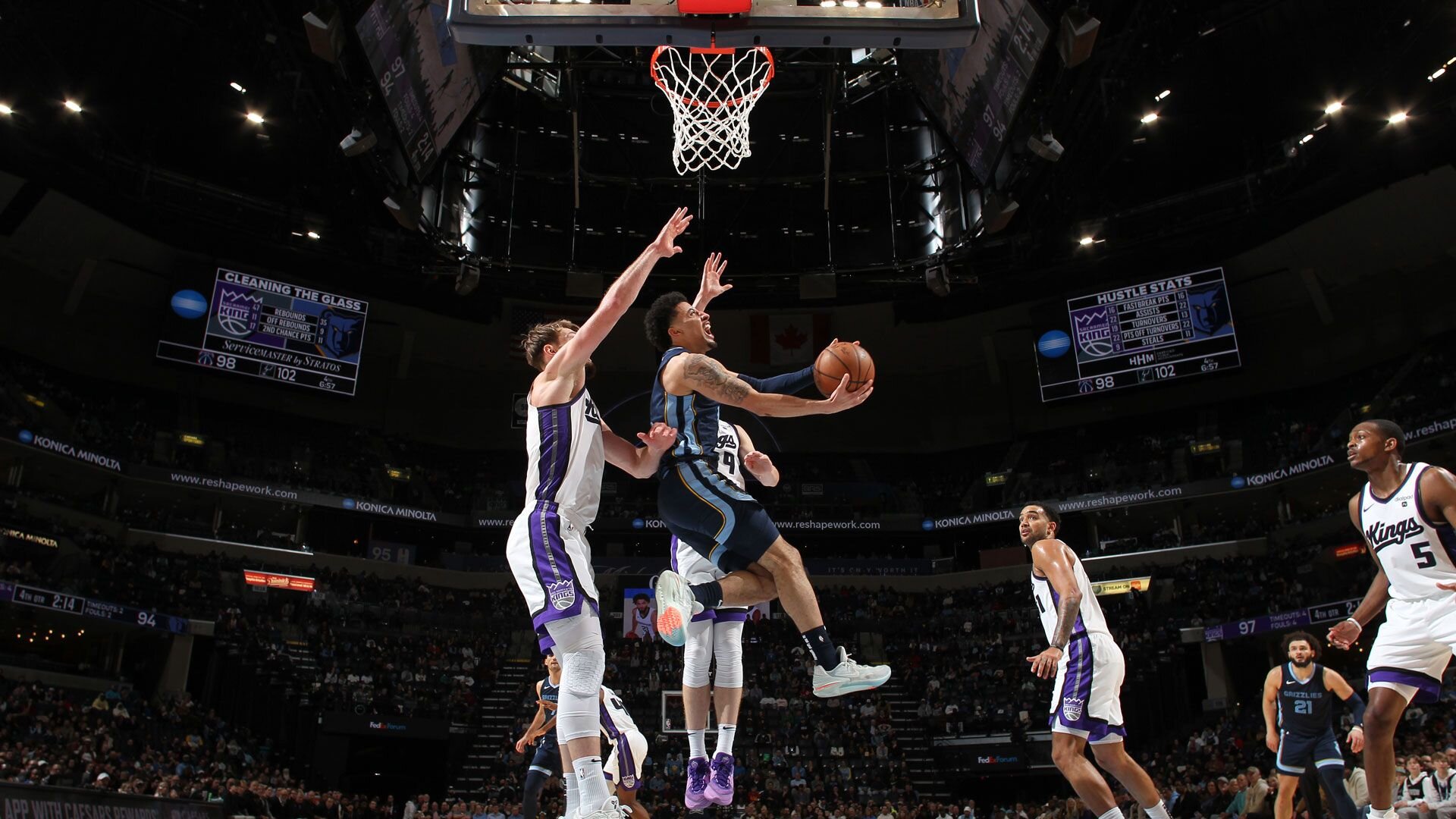 MEMPHIS, TN - JANUARY 29:  Scotty Pippen Jr. #1 of the Memphis Grizzlies drives to the basket during the game against the Sacramento Kings on January 29, 2024 at FedExForum in Memphis, Tennessee.