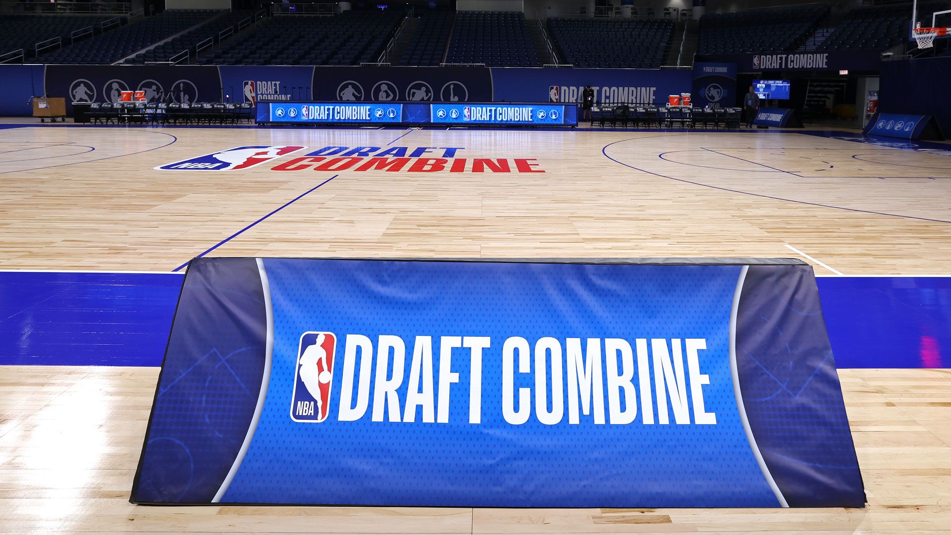 CHICAGO, IL - MAY 13: A closeup shot of the signage during the 2025 NBA Draft Combine on May 13, 2025 at Wintrust Arena in Chicago, Illinois.